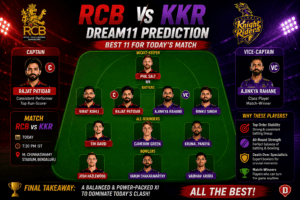 Today dream11 match prediction RCB VS KKR